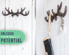 Vintage Cast Iron Deer Antlers Wall Mounted Hooks | Antique Finish Metal Clothes Hanger Rack w/Hooks for Coats, Jackets, Purses and More | Includes Screws and Anchors | Rust Brown – detail close-up – Comfify