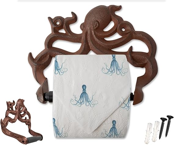 Decorative Cast Iron Octopus Toilet Paper Roll Holder