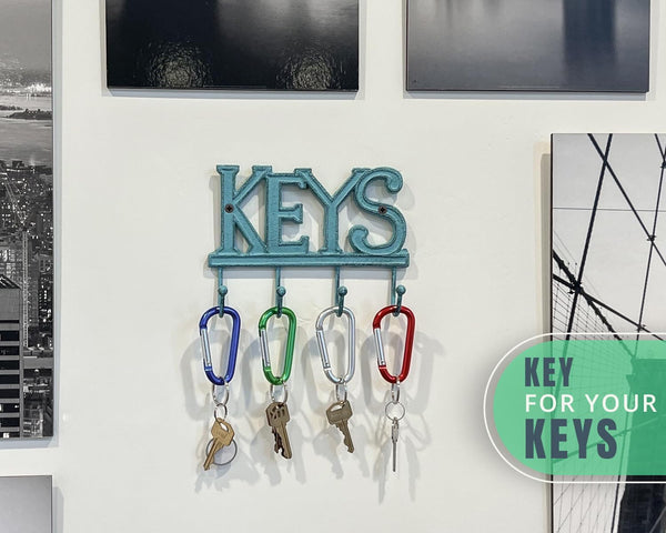 Cast Iron Key Holder – Decorative Farmhouse Wall Organizer with 4 Hooks, Screws & Anchors – scale comparison – Comfify
