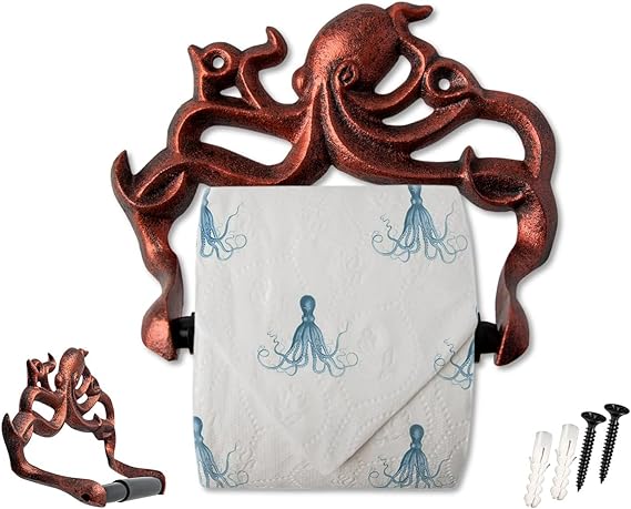 Decorative Cast Iron Octopus Toilet Paper Roll Holder