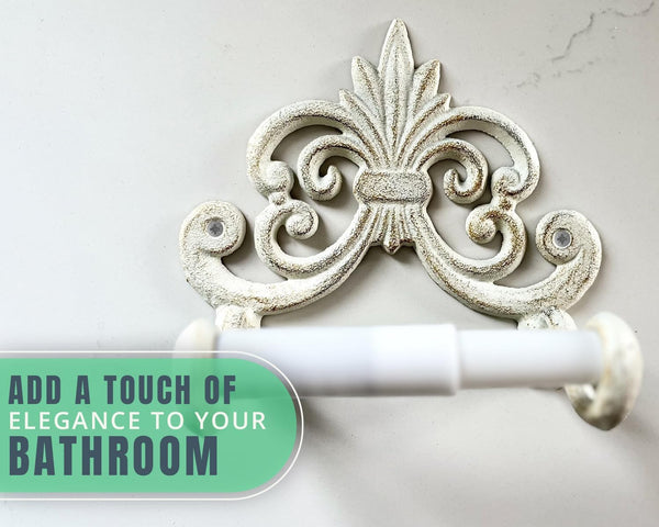 Fleur De Lis Cast Iron Toilet Paper Holder – Wall Mounted Tissue Dispenser – back view – Comfify