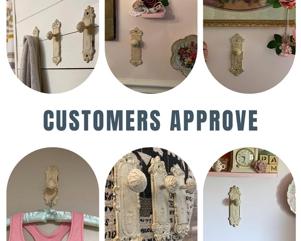 Set of 3 Shabby Chic Cast Iron Wall Hooks – Rustic White "Door Knob" Design – Vintage Decorative Coat Hooks with Screws & Anchors Included