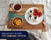Celeste Blue Resin & Acacia Wood Serving Tray – Modern 12x16 Inch Tray for Serving Food, Breakfast in Bed, Coffee Table Decor, Snacks, Patio, and Organization