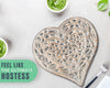 Comfify Cast Iron Heart Trivet – Decorative Rustic White Kitchen Trivet with Rubber Pegs