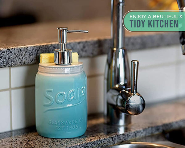 Mason Jar Kitchen Soap Dispenser & Sponge Holder