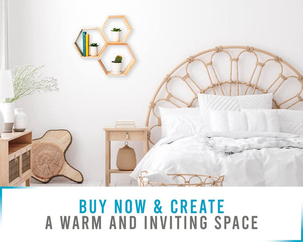 Rustic Wall Mounted Hexagonal Floating Shelves – Set of 3