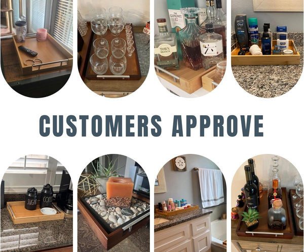 Unique Nesting, Bamboo Serving Trays with Handle – Set of 2