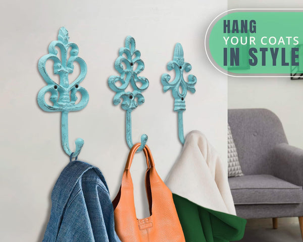 Shabby Chic Cast Iron Decorative Wall Hooks - Rustic - Golden - Farmhouse