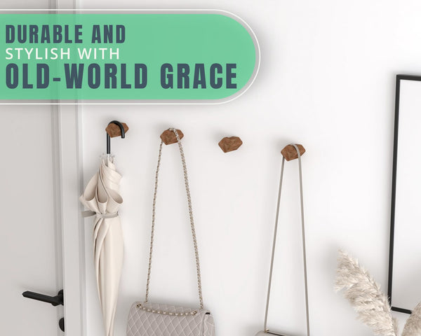 Acacia Wood Wall Hooks – Oval Natural Hangers for Keys, Towels & Accessories – Modern, Space-Saving Entryway & Bathroom Organizer