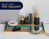 Celeste Blue Resin & Acacia Wood Serving Tray with Handles – 16x9" Decorative Board for Food, Coffee Table, Skincare & More