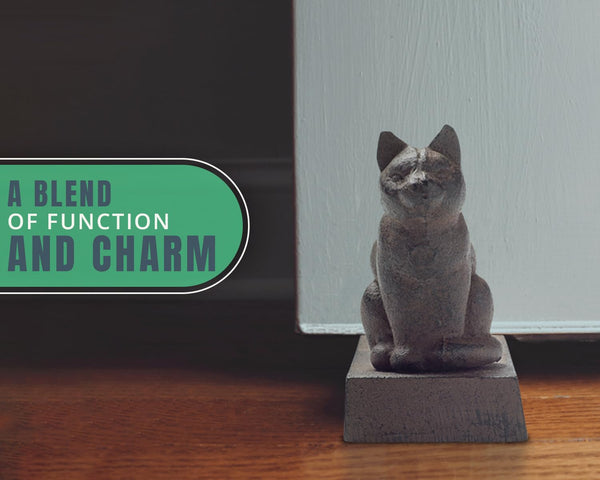 Vintage Cast Iron Cat Door Stop Wedge – Decorative Rust Brown Finish – alternate angle – Comfify