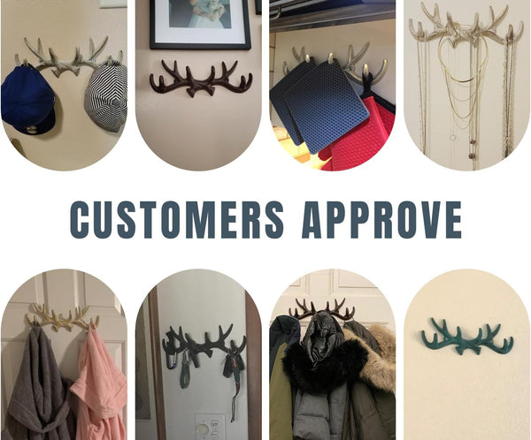 Vintage Cast Iron Deer Antlers Wall Hooks