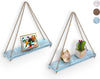 Rustic Set of 2 Wooden Floating Shelves with String