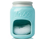 Ceramic Sponge Holder for Kitchen Sink – Farmhouse Mason Jar Style Caddy – Aqua Blue Rustic Décor with Free Sponge