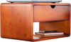 Modern Floating Nightstand with Drawer – Wall-Mount Bamboo Bedside Shelf, Midcentury Design, Dark Mahogany Finish