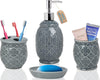 Designer 4-Piece Bathroom Accessory Set - Moroccan Trellis Design