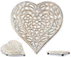 Comfify Cast Iron Heart Trivet – Decorative Rustic White Kitchen Trivet with Rubber Pegs