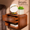 Modern Floating Nightstand with Drawer – Wall-Mount Bamboo Bedside Shelf, Midcentury Design, Dark Mahogany Finish