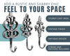 Comfify Shabby Chic Decorative Wall Hooks - Set of 3 - Cast Iron French Country Wall Decor - Farmhouse Hangers for Coats, Purses and More - Silver with Black