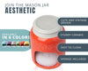 Comfify Coral Ceramic Sponge Holder – Farmhouse Mason Jar Sink Caddy with Free Sponge – Rustic Kitchen & Sink Decor Accessory