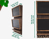 Rustic 2-Slot Mail Sorter Organizer for Wall with Chalkboard Surface & 3 Double Key Hooks