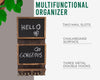 Rustic 2-Slot Mail Sorter Organizer for Wall with Chalkboard Surface & 3 Double Key Hooks
