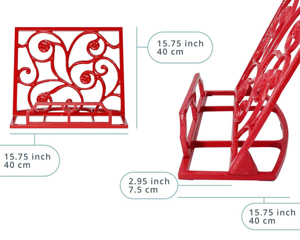 Comfify Decorative Ornament Cast Iron Cook Book Stand - Elegant Cookbook Holder for Kitchen - Adjustable, Durable Decorative Metal Recipe Holder, Bookstand