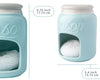 Ceramic Sponge Holder for Kitchen Sink – Farmhouse Mason Jar Style Caddy – Aqua Blue Rustic Décor with Free Sponge