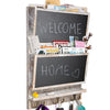 Rustic 2-Slot Mail Sorter Organizer for Wall with Chalkboard Surface & 3 Double Key Hooks