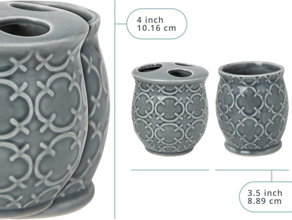 Designer 4-Piece Bathroom Accessory Set - Moroccan Trellis Design