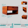 Modern Floating Nightstand with Drawer – Wall-Mount Bamboo Bedside Shelf, Midcentury Design, Dark Mahogany Finish