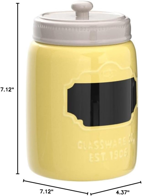 Mason Jar Ceramic Canister Set for Kitchen - Set of 3 Decorative Storage Containers with Air-Tight Lids for Coffee, Sugar - Country Style Storage w/Reusable Writable Surface - 12.85oz/Canister – scale comparison – Comfify