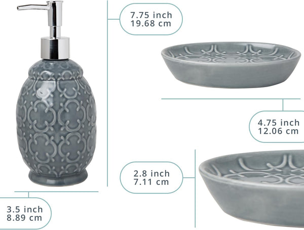 Designer 4-Piece Bathroom Accessory Set - Moroccan Trellis Design