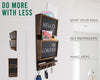 Rustic 2-Slot Mail Sorter Organizer for Wall with Chalkboard Surface & 3 Double Key Hooks