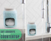 Ceramic Sponge Holder for Kitchen Sink – Farmhouse Mason Jar Style Caddy – Aqua Blue Rustic Décor with Free Sponge