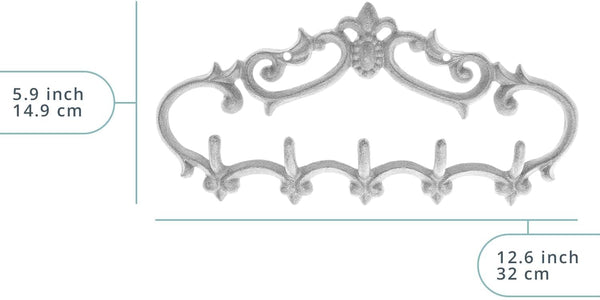 Cast Iron Wall Hanger – Rustic Design with 5 Hooks – detail close-up – Comfify