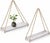 Hanging Shelves for Wall - Set of 2 – Rustic Farmhouse Boho Shelves with String – front view – Comfify