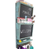 Rustic 2-Slot Mail Sorter Organizer for Wall with Chalkboard Surface & 3 Double Key Hooks