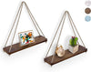 Rustic Set of 2 Wooden Floating Shelves with String