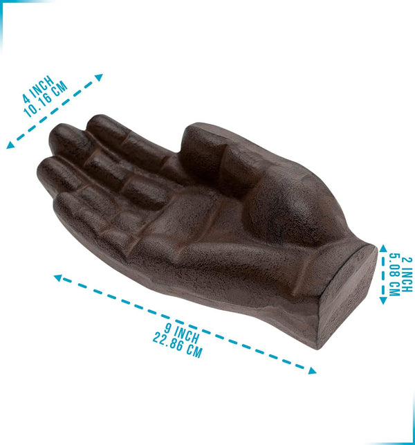 Cast Iron Cigar Ashtray Hand-Shaped - Rustic Decorative Tray, Key Holder, Heavy Duty Paperweight, Unique Gift for Men, Office & Home Decor – detail close-up – Comfify