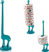 Giraffe Paper Towel Holder for Kitchen or Decorative Toilet Paper Stand for Bathroom - Unique Antique, Vintage, Whimsical Animal Design Roll Dispenser for Home Decor - Rustic Blue – front view – Comfify