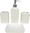 Designer 4-Piece Bathroom Accessory Set - Rose texture design
