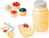 Mason Jar Kitchenware Set – Yellow Ceramic Decor with 4 Measuring Cups, 4 Measuring Spoons, Spoon Rest – front view – Comfify