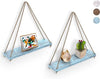 Rustic Set of 2 Wooden Floating Shelves with String