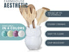 Owl Utensil Holder Decorative Ceramic Cookware Crock & Organizer, in Lovely White Color - Utensil Shaped Caddy and Perfect Kitchen Ceramic Decor Gift for Countertop - 5” x 7” x 4” Size – alternate angle – Comfify