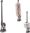 Giraffe Paper Towel Holder for Kitchen or Decorative Toilet Paper Stand for Bathroom - Unique Antique, Vintage, Whimsical Animal Design Roll Dispenser for Home Decor - Silver With Black – front view – Comfify