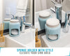Ceramic Sponge Holder for Kitchen Sink – Farmhouse Mason Jar Style Caddy – Aqua Blue Rustic Décor with Free Sponge