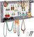 Rustic Wall Mounted Jewelry Organizer – Vintage Jewelry Holder with Shelf, Removable Bracelet Rod & 16 Hooks for Earrings, Necklaces & Bracelets