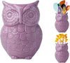 Owl Utensil Holder Decorative Ceramic Cookware Crock & Organizer, in Lovely Purple Color - Utensil Caddy and Perfect Kitchen Ceramic Decor Gift - 5” x 7” x 4” Compact & Cute – front view – Comfify