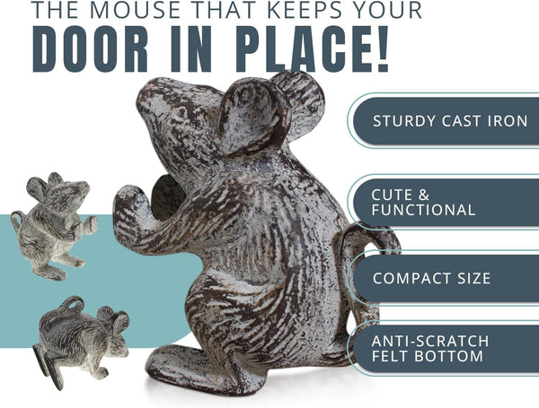 Cast Iron Mouse Door Stop – One Vintage Rustic Wedge for Bedroom, Bath, or Entry – packaging view – Comfify